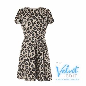 Eliza J Leopard Print Dress - Black and Tan